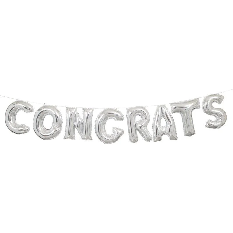Silver Letter Phrase Congratulations Balloons