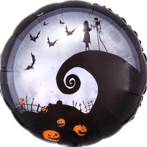 Balloon depicting a scene from the nightmare before christmas