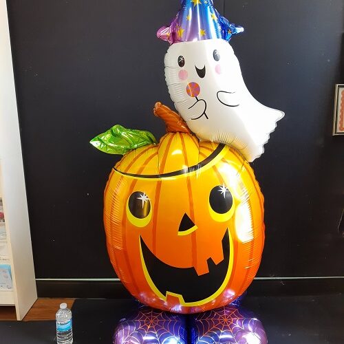 Foil Pumpkin Balloon With Foil Ghost Character