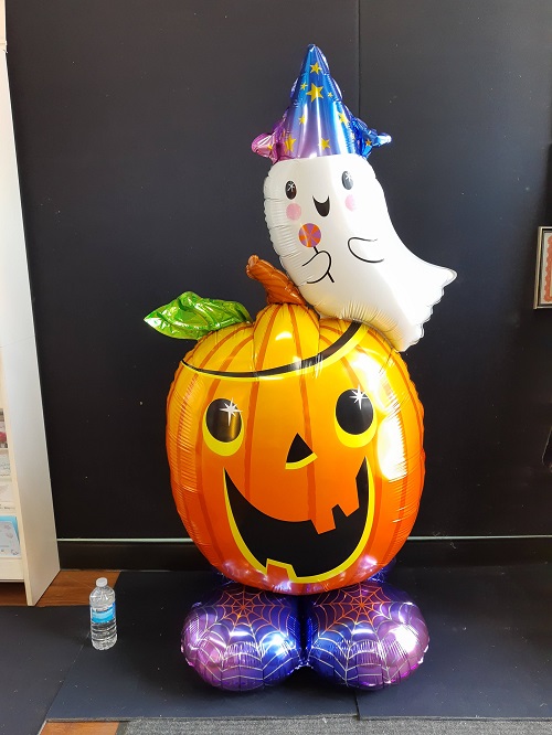 Foil Pumpkin Balloon With Foil Ghost Character