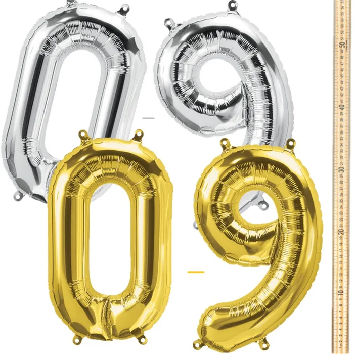 34 Inch Number Balloon Bouquet In Gold And Silver Numbers