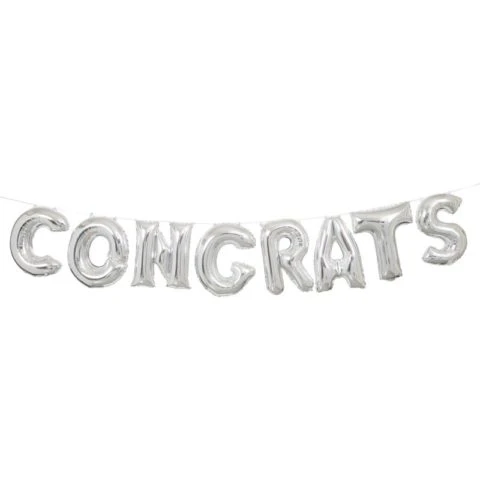 Letters balloons writing the phrase CONGRATS